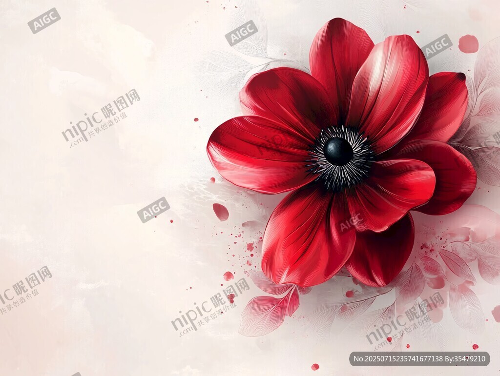 嬌艷紅花朵的夢幻藝術(shù)圖