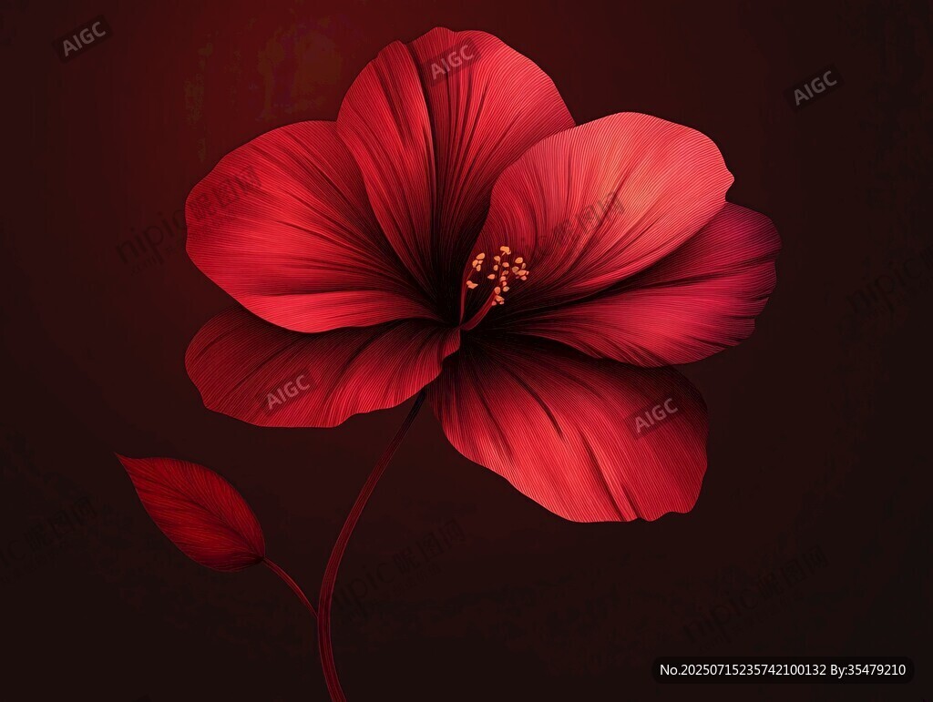 艷麗紅扶桑花特寫