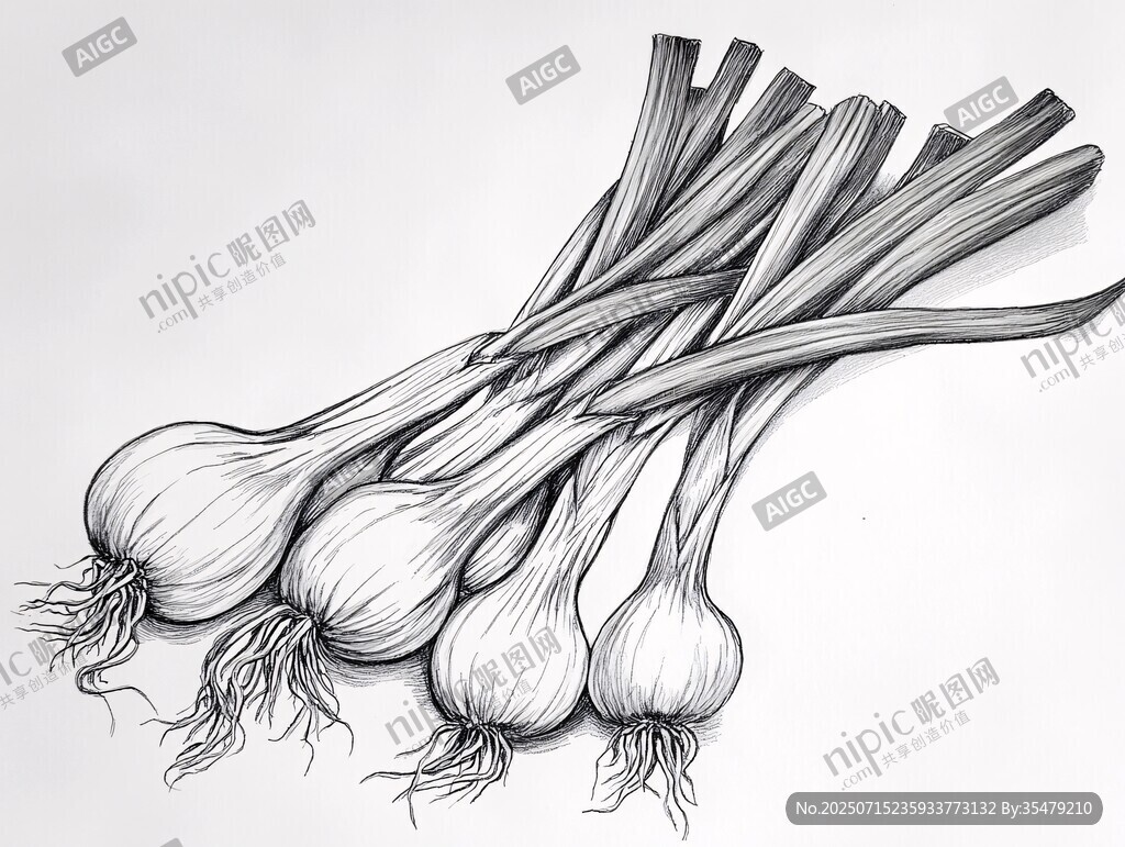手繪大蒜靜物圖
