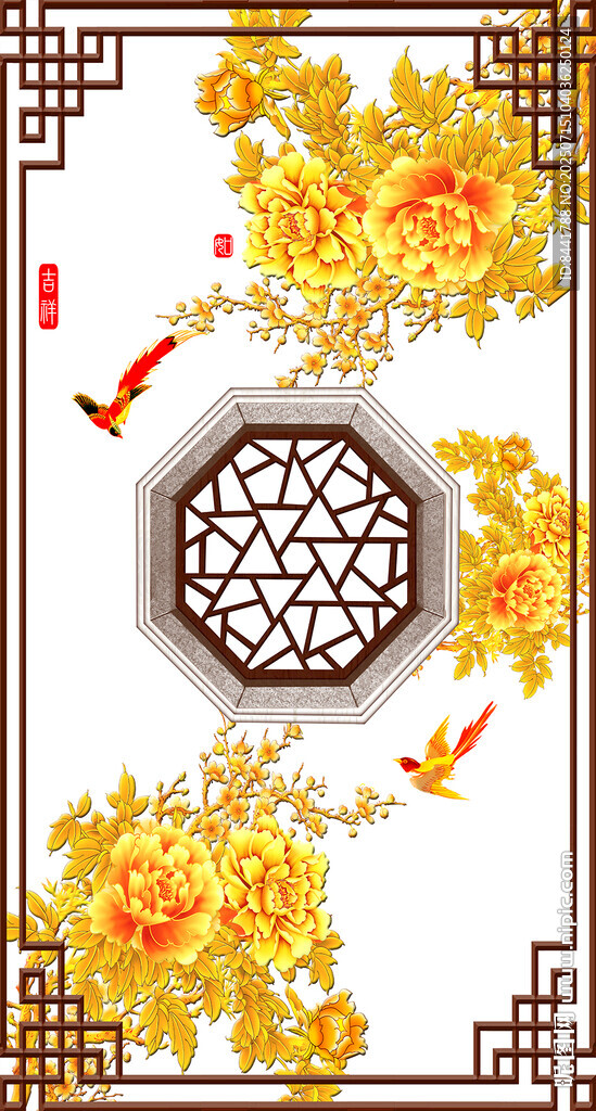 中式牡丹天花吊頂