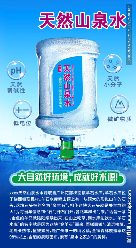 天然山泉水桶裝水展示