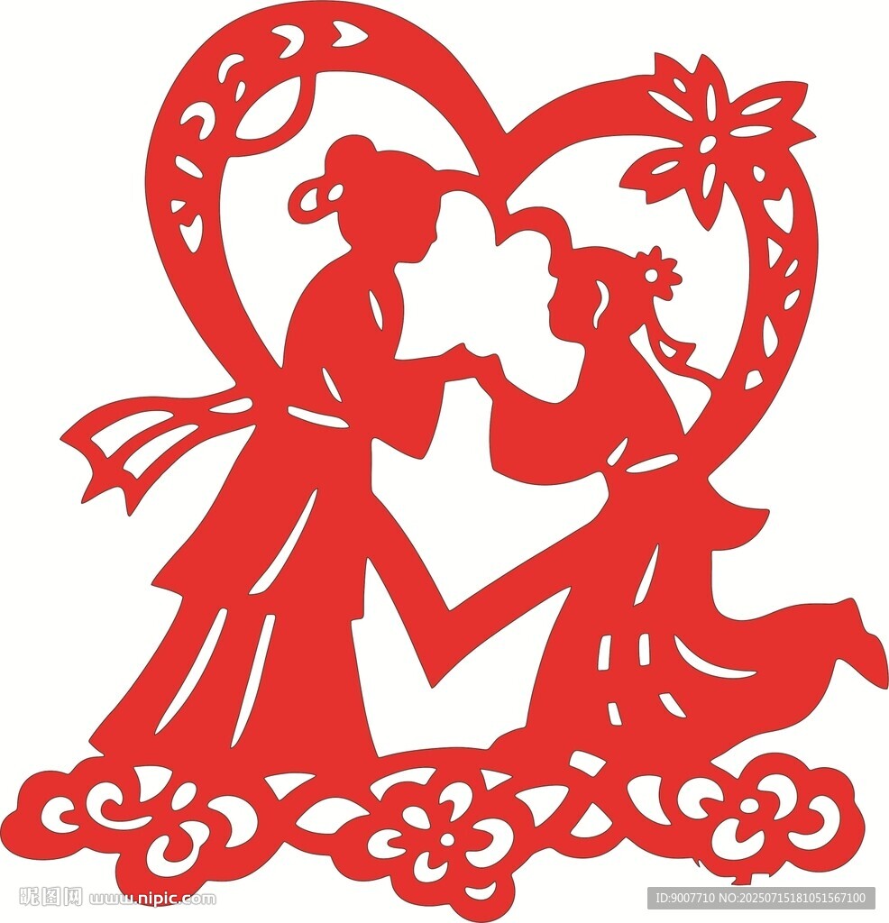 牛郎織女剪紙藝術形象