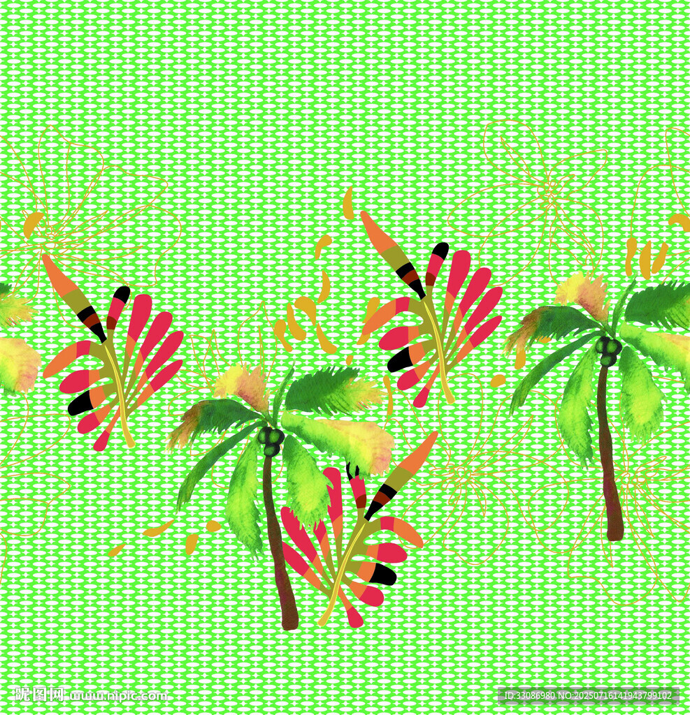 熱帶風(fēng)情綠植花卉圖案