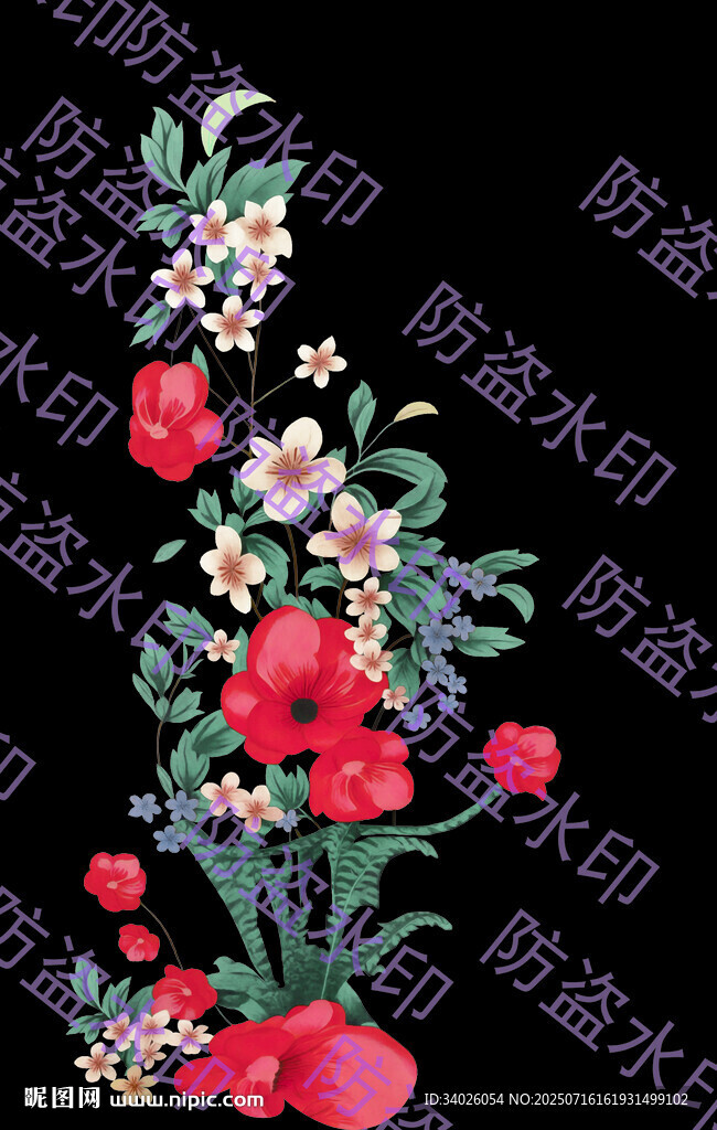 中式花卉刺繡圖案設(shè)計(jì)