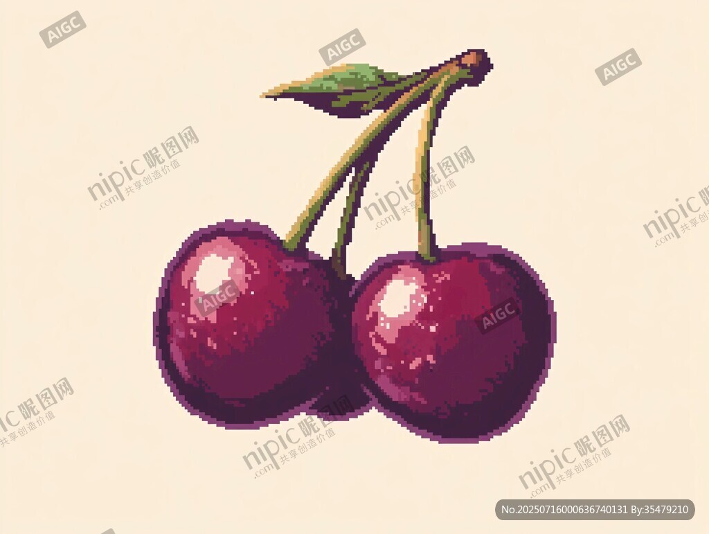 手繪雙櫻桃插畫