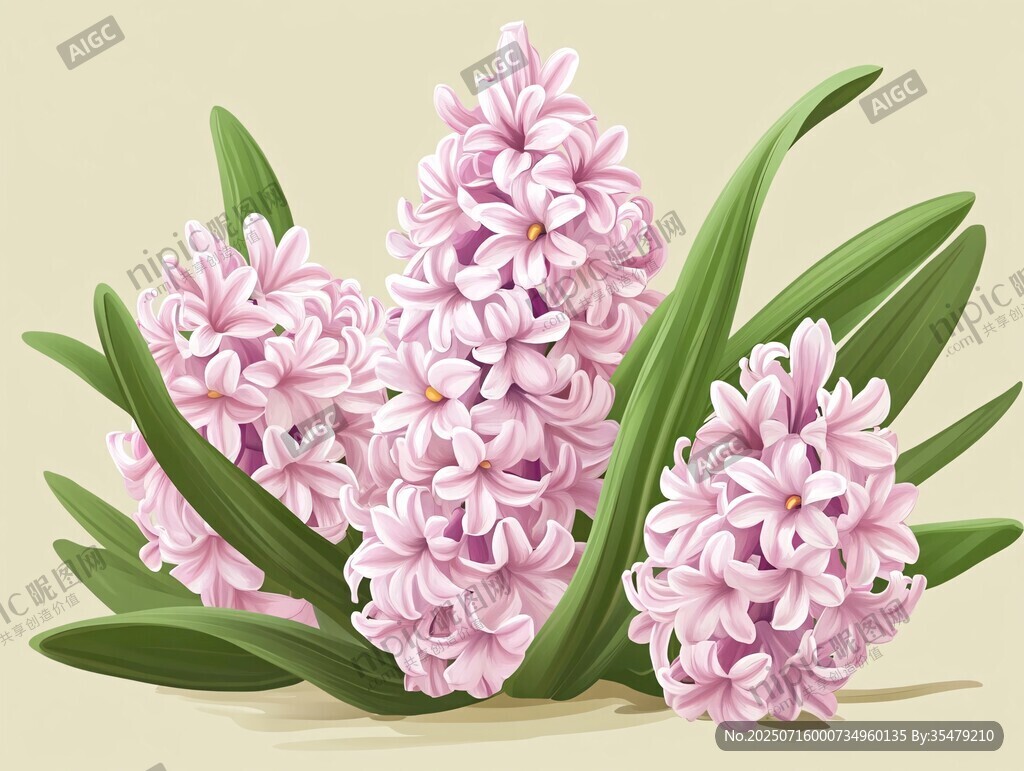 粉色風(fēng)信子花卉插畫(huà)