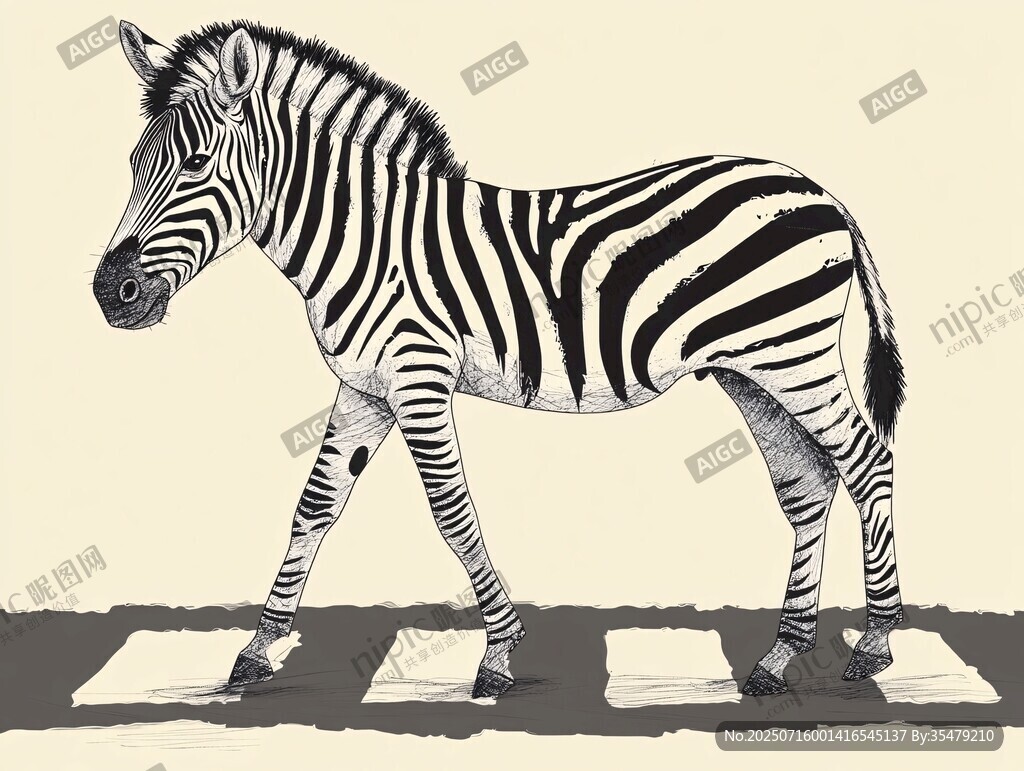 斑馬漫步插畫圖