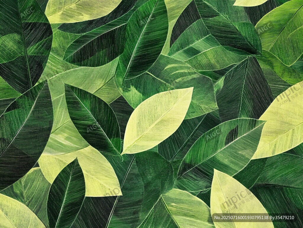綠葉交織的自然藝術(shù)圖案