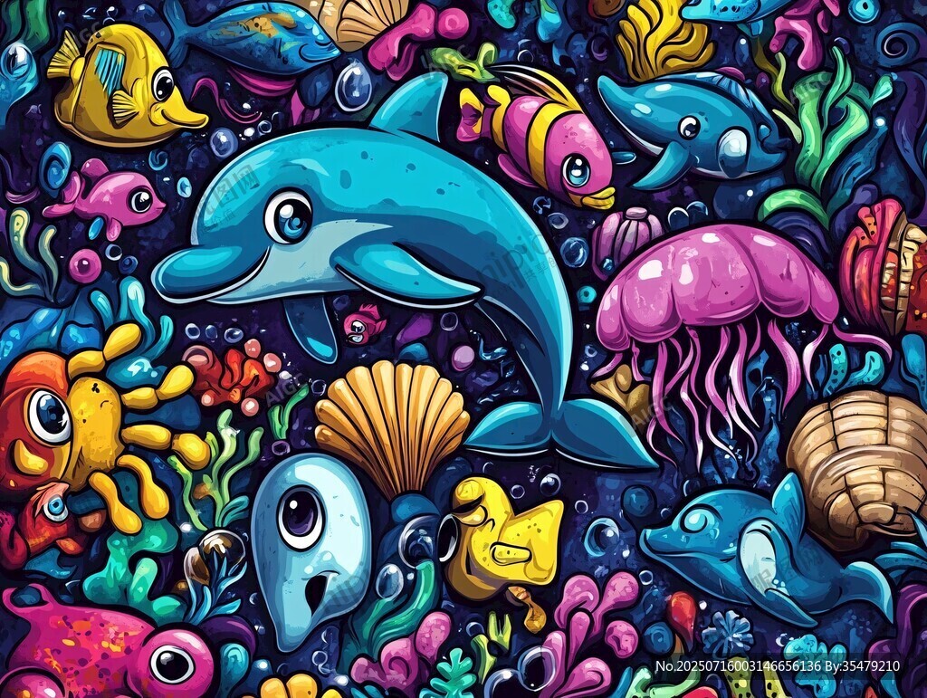 繽紛海底世界卡通插畫(huà)