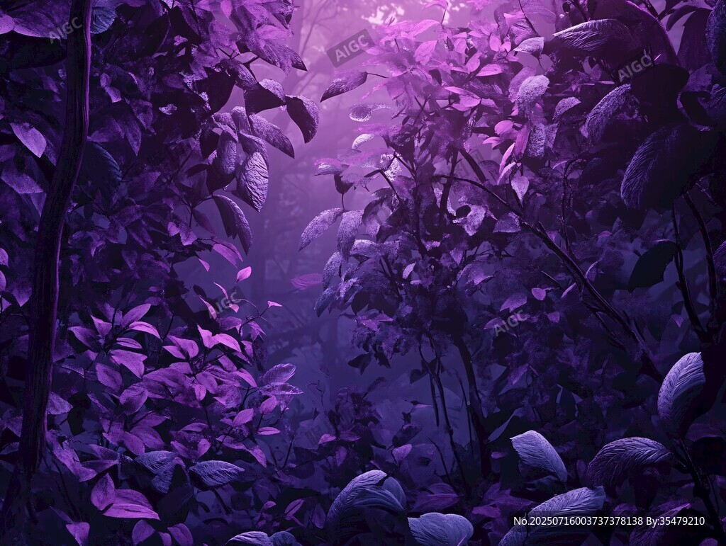 夢幻紫色叢林深處景象