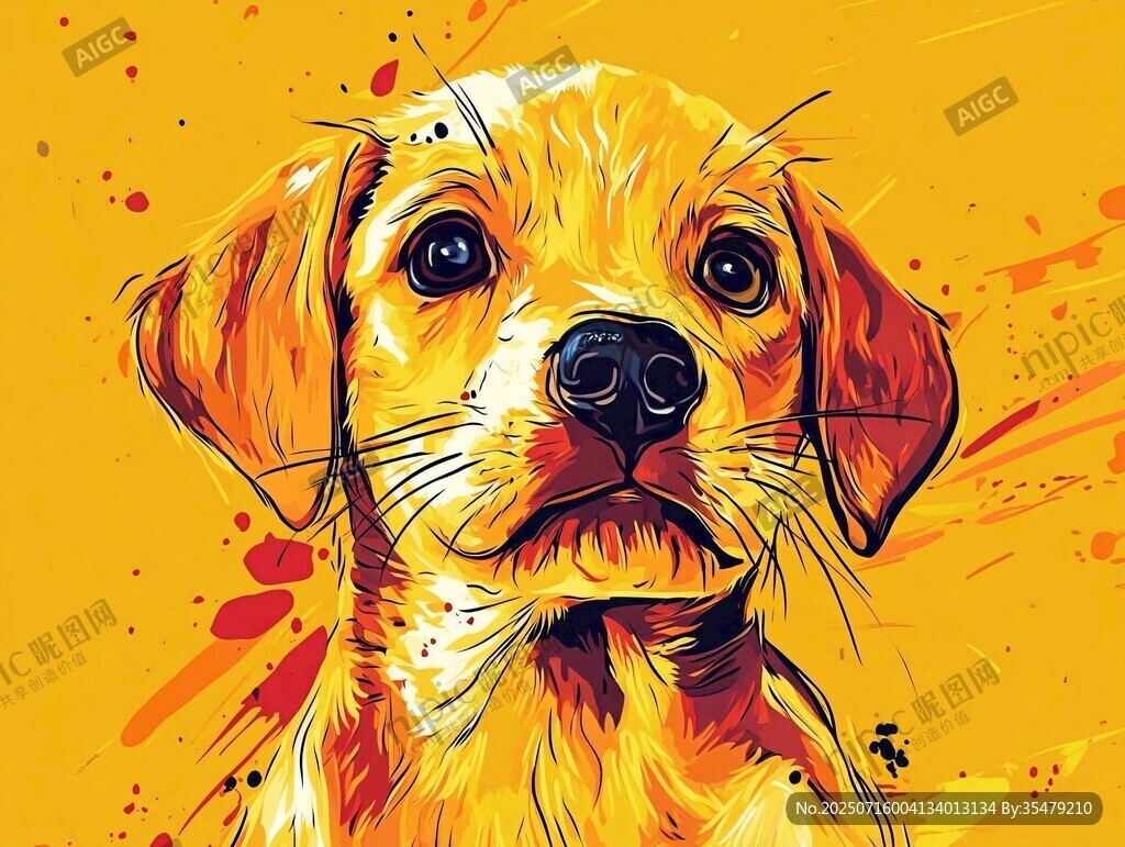 可愛(ài)金毛犬插畫(huà)