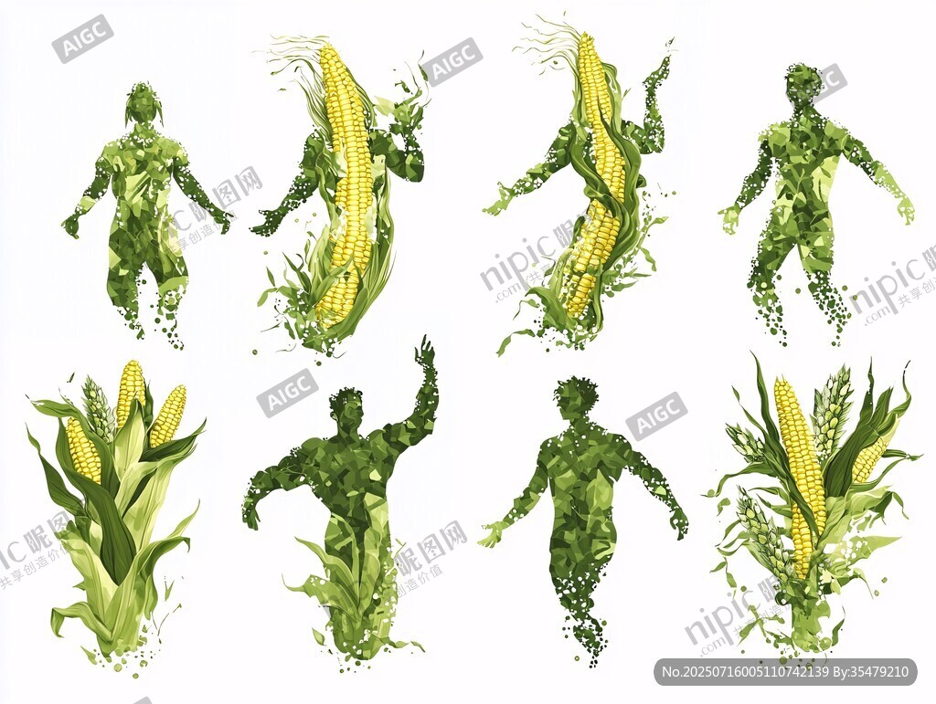 玉米元素創(chuàng)意人形插畫