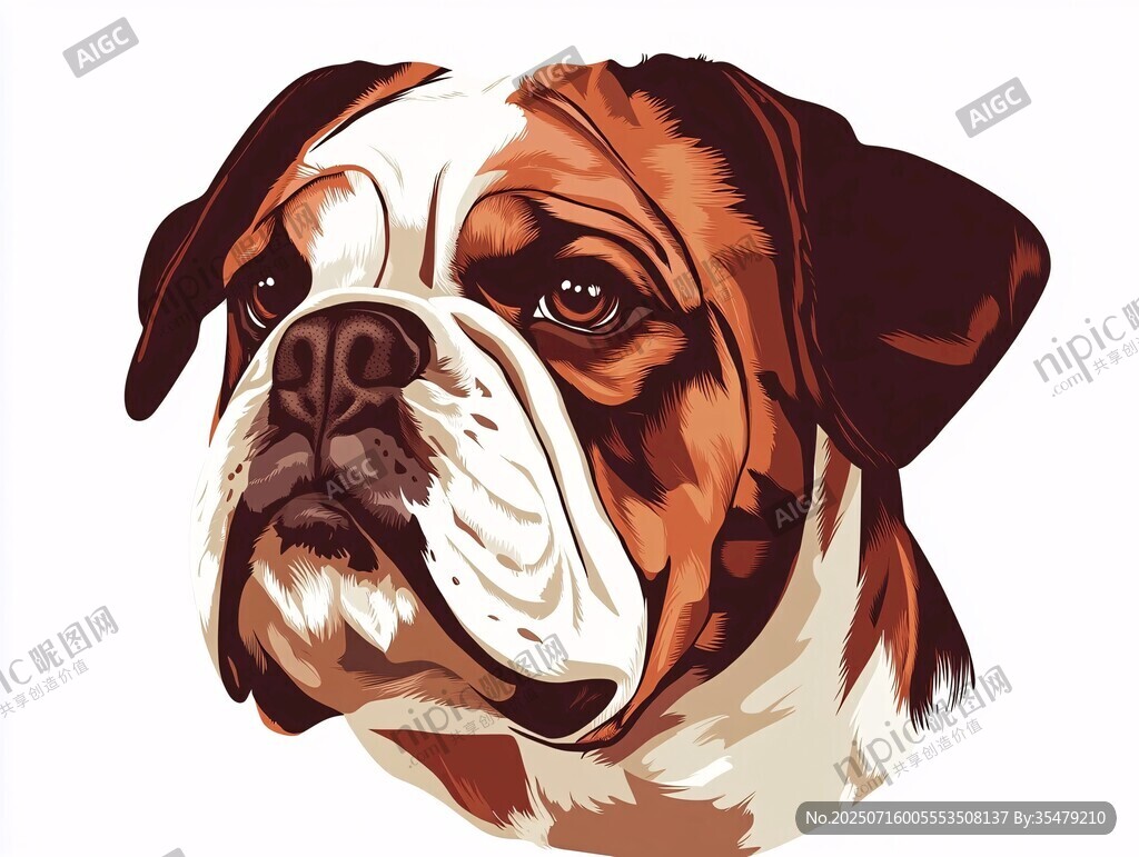 拳擊犬插畫頭像