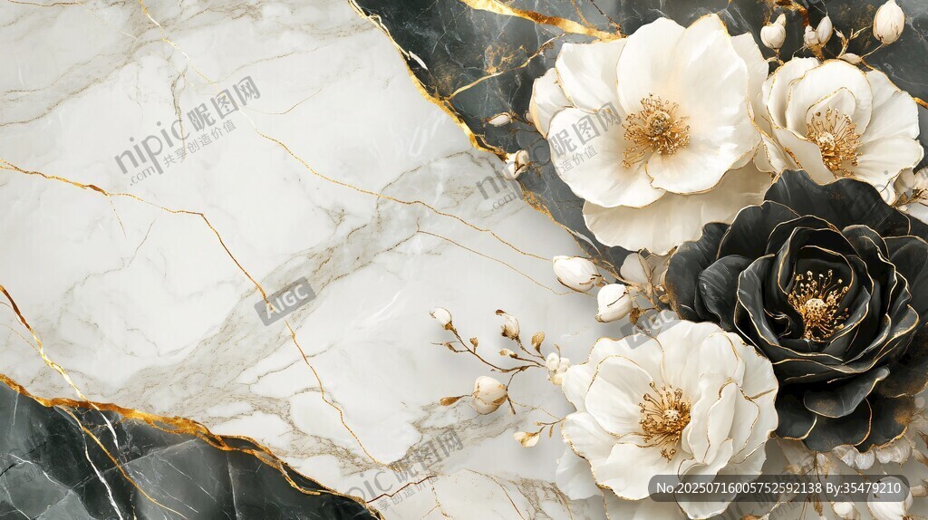 大理石上的花卉優(yōu)雅組合