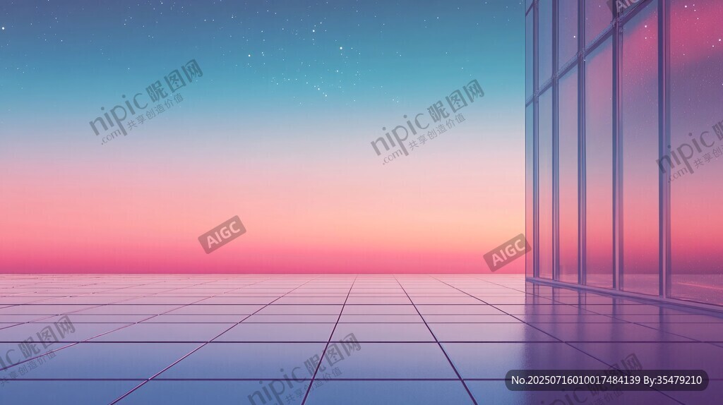 夢幻窗邊的絢麗天空景色