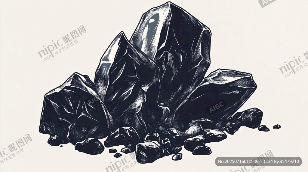黑色礦石堆插畫