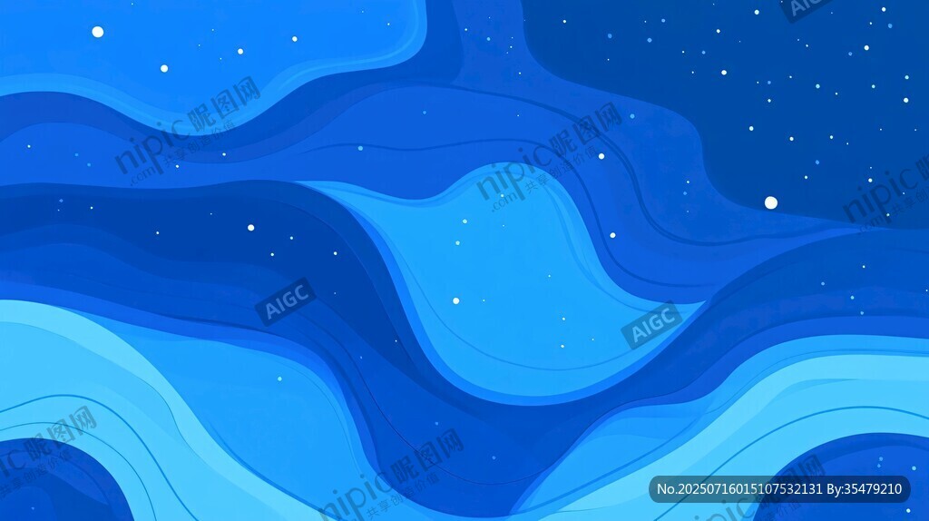 藍(lán)色夢幻星空海浪背景圖