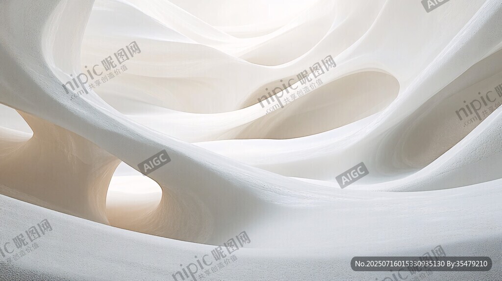 白色流體狀抽象藝術(shù)形態(tài)