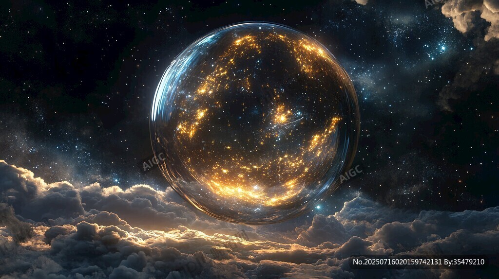 夢(mèng)幻星球懸浮于云海星空