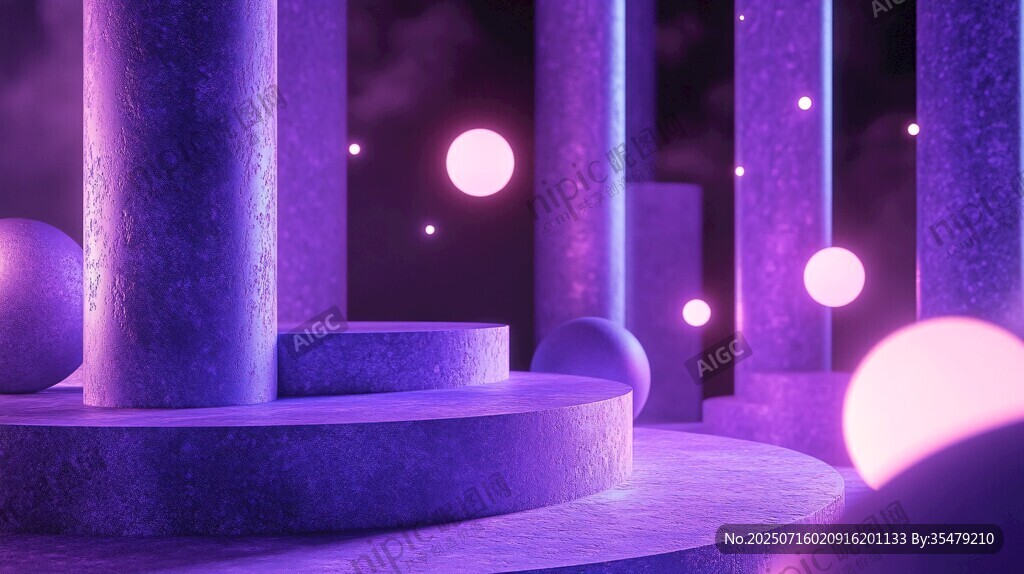 夢(mèng)幻紫色柱廊奇幻場(chǎng)景