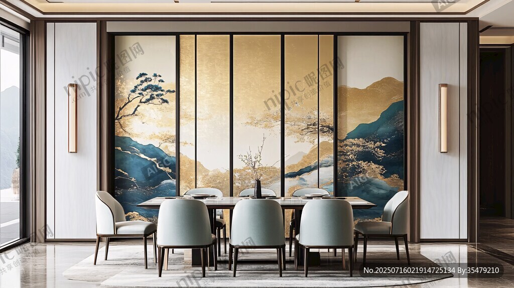 新中式餐廳的山水屏風(fēng)之美