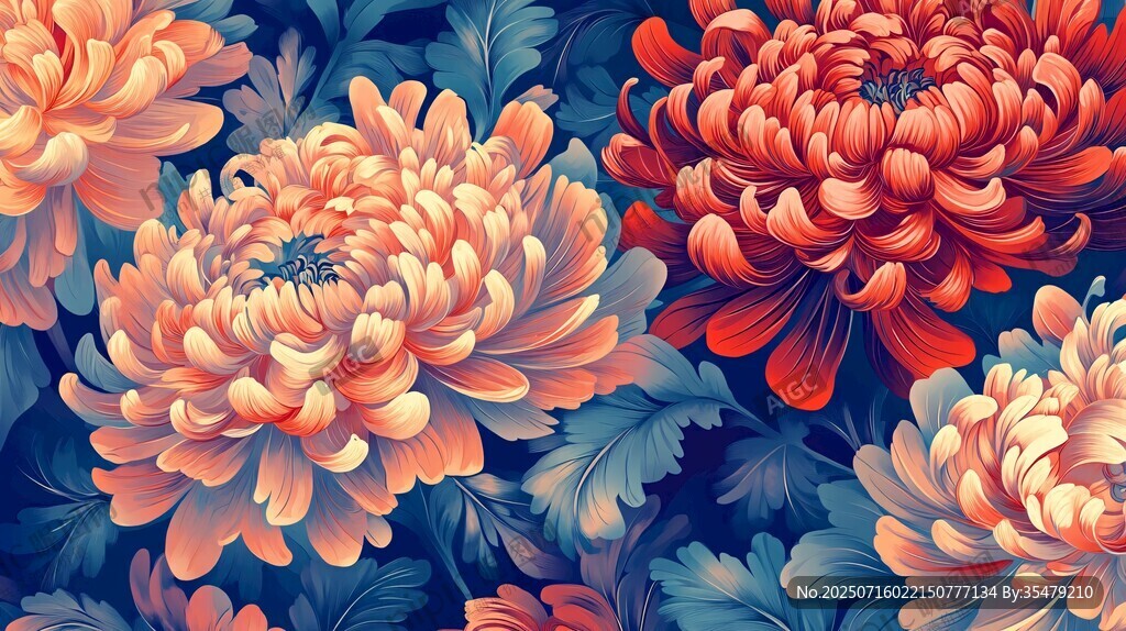 絢麗菊花花卉圖案背景