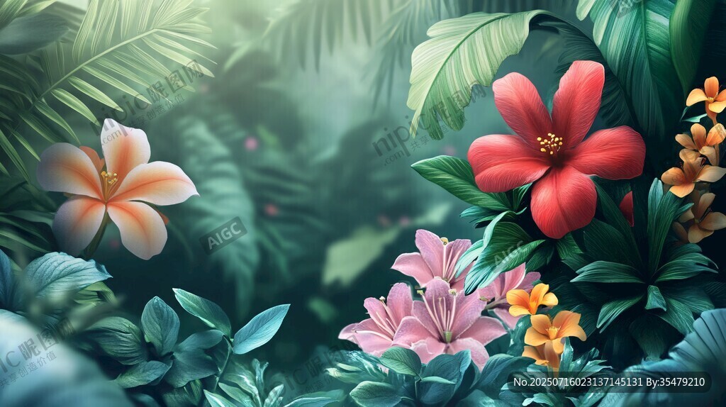 熱帶花卉叢林美麗景致