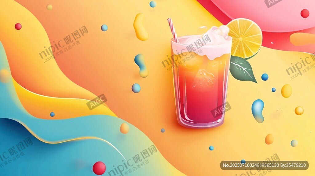 夏日繽紛果汁插畫