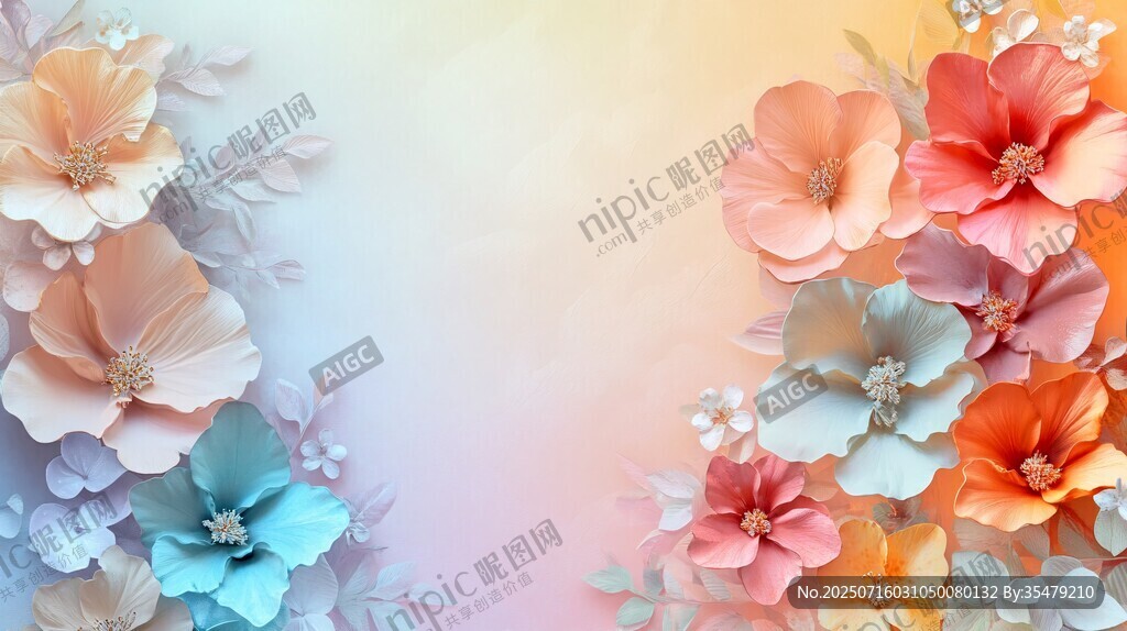 夢幻繽紛花朵背景圖