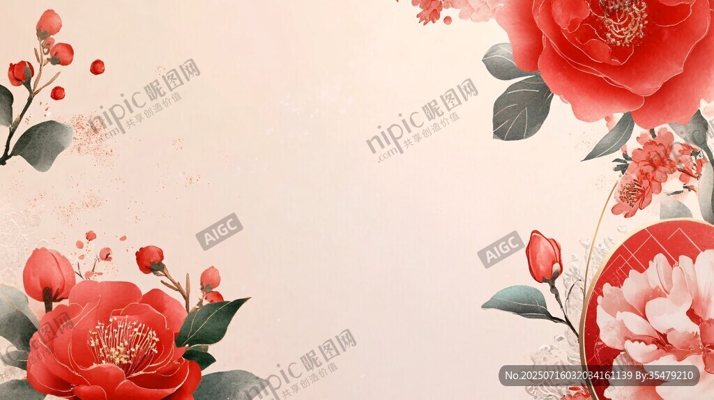 中式繁花背景圖
