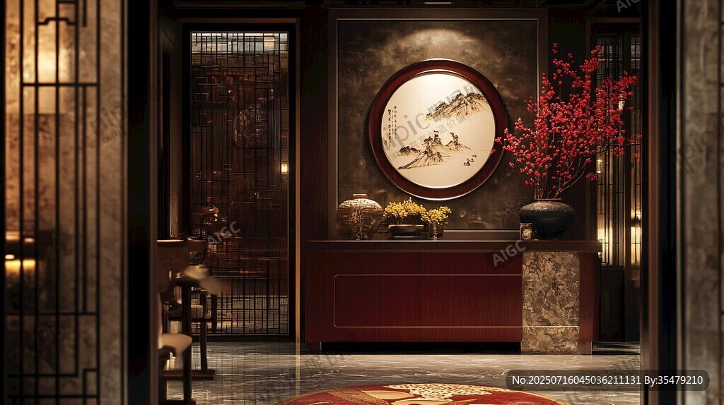 中式典雅玄關(guān)室內(nèi)設(shè)計(jì)圖景