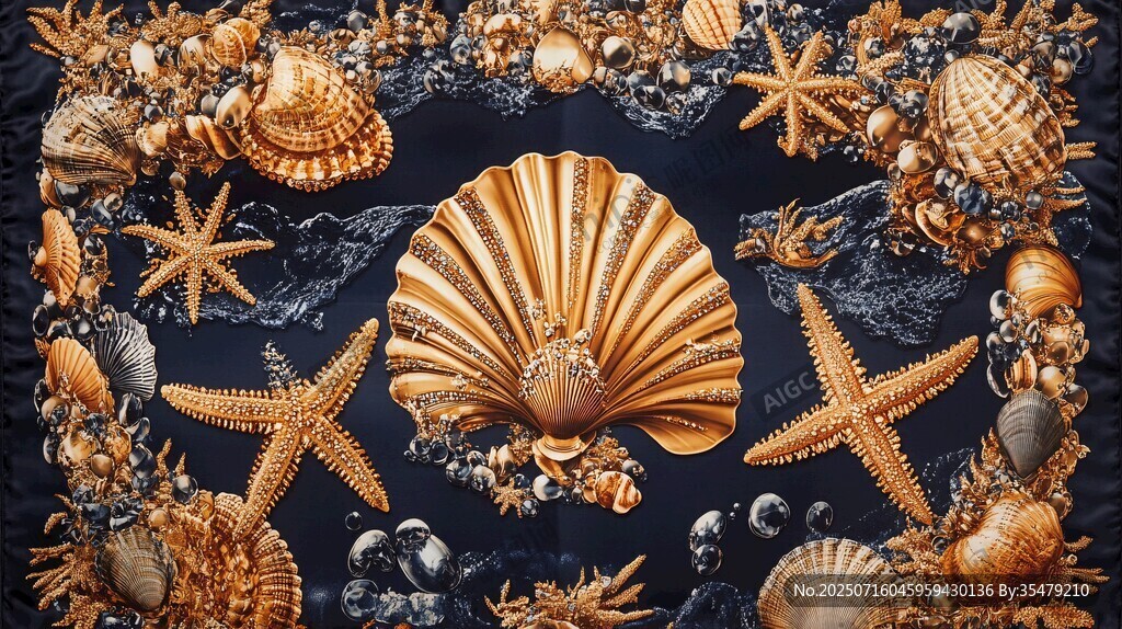 金色貝殼海星海洋飾品組合