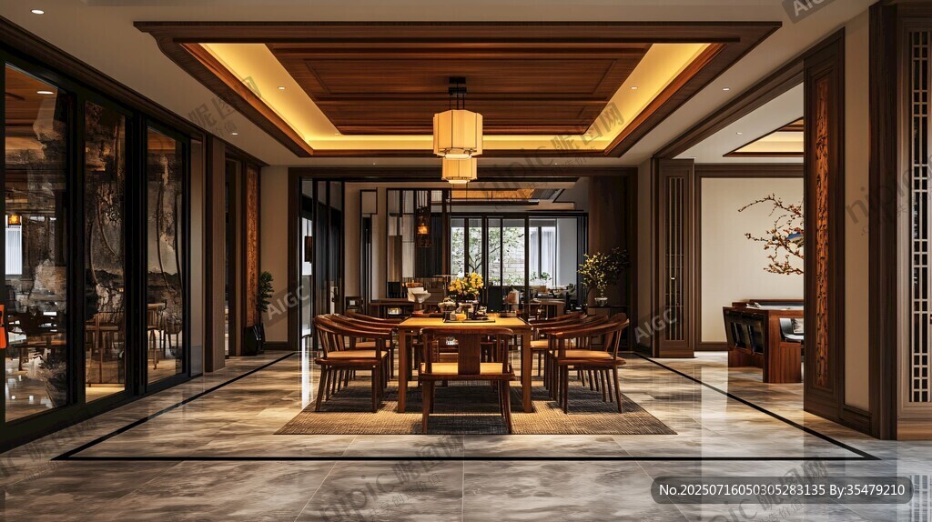 中式奢華大氣餐廳室內(nèi)設(shè)計(jì)