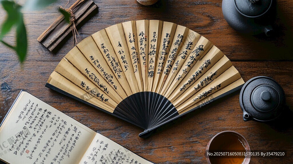 古典折扇與中式雅致茶具