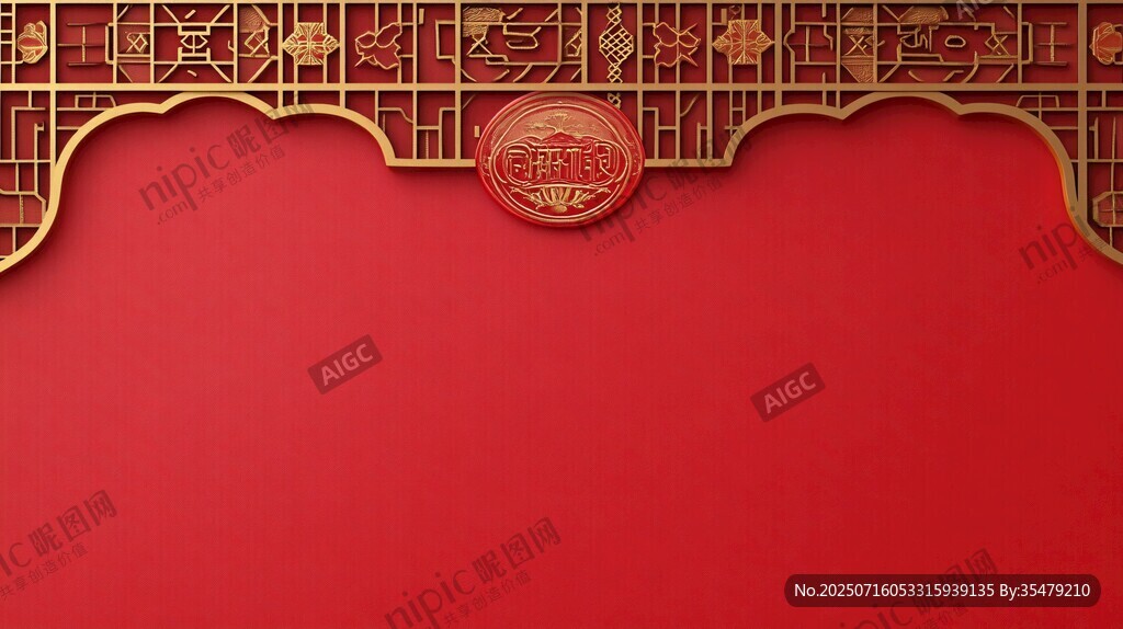 中式紅底金色雕花裝飾