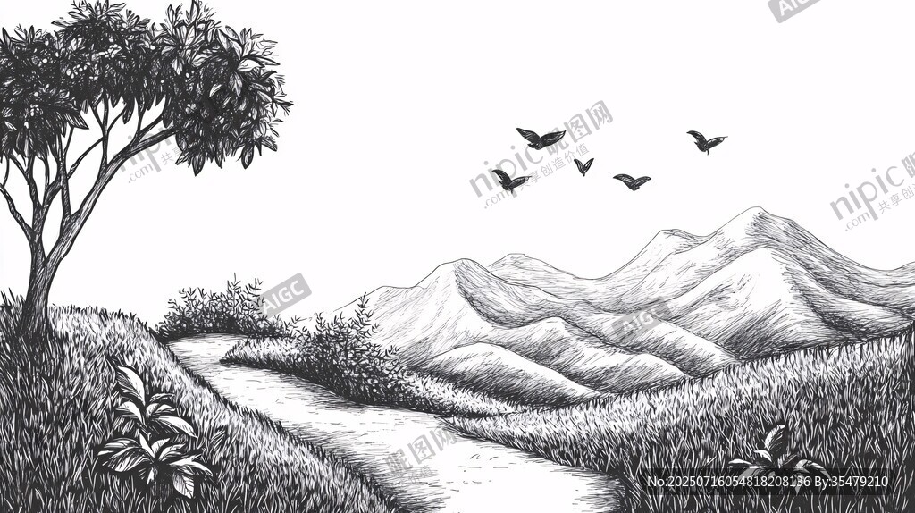 山間小徑飛鳥(niǎo)相伴風(fēng)景