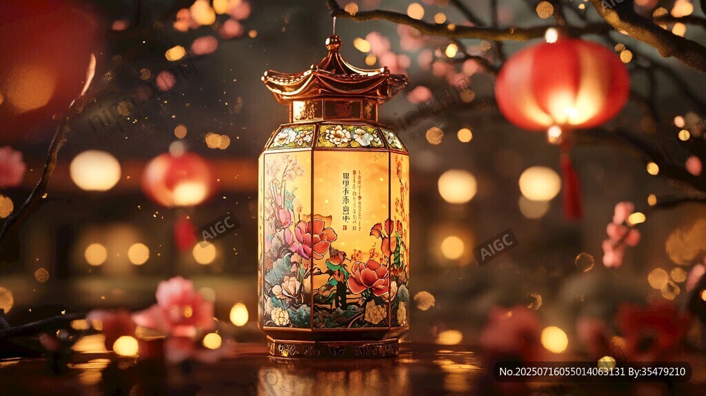 中式古風燈籠點亮夢幻夜