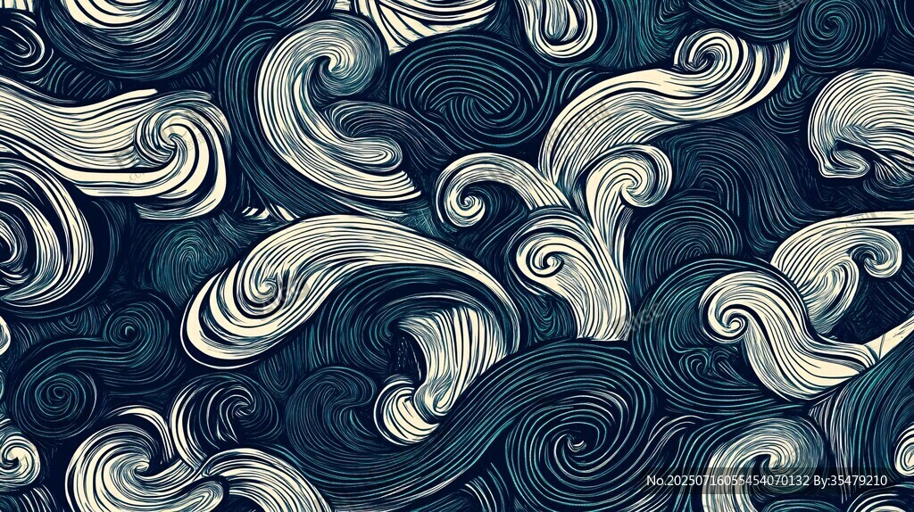 海浪紋樣無縫圖案設計