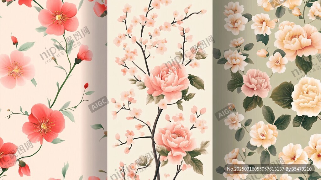 復(fù)古風(fēng)花卉壁紙圖案欣賞