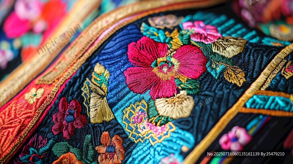 精美刺繡織物的絢麗細節(jié)