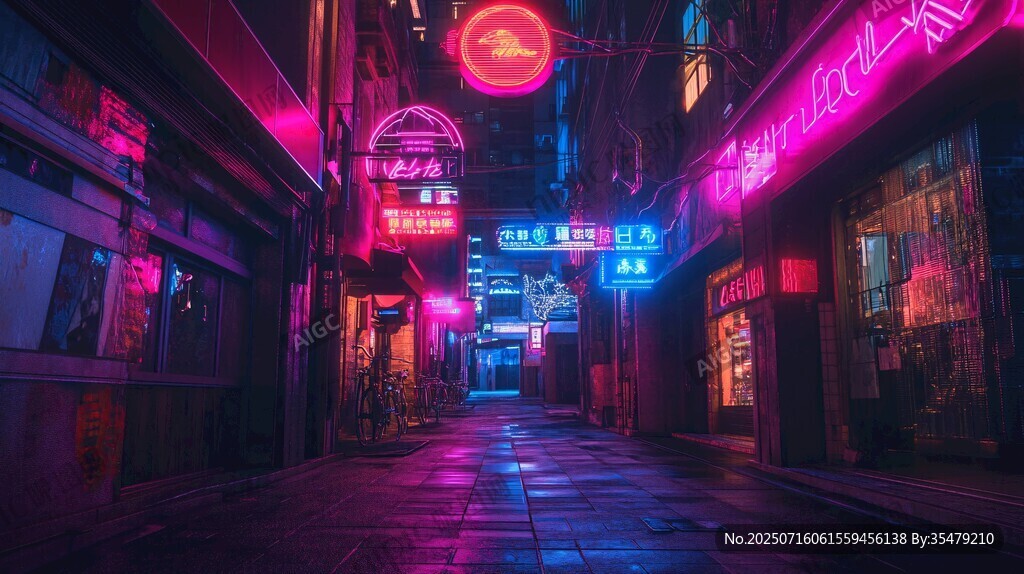 霓虹閃爍的都市隱秘小巷