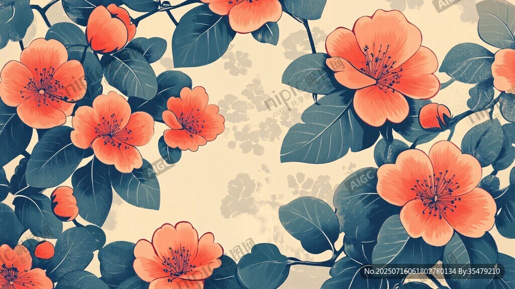 復(fù)古風(fēng)花卉圖案背景設(shè)計(jì)