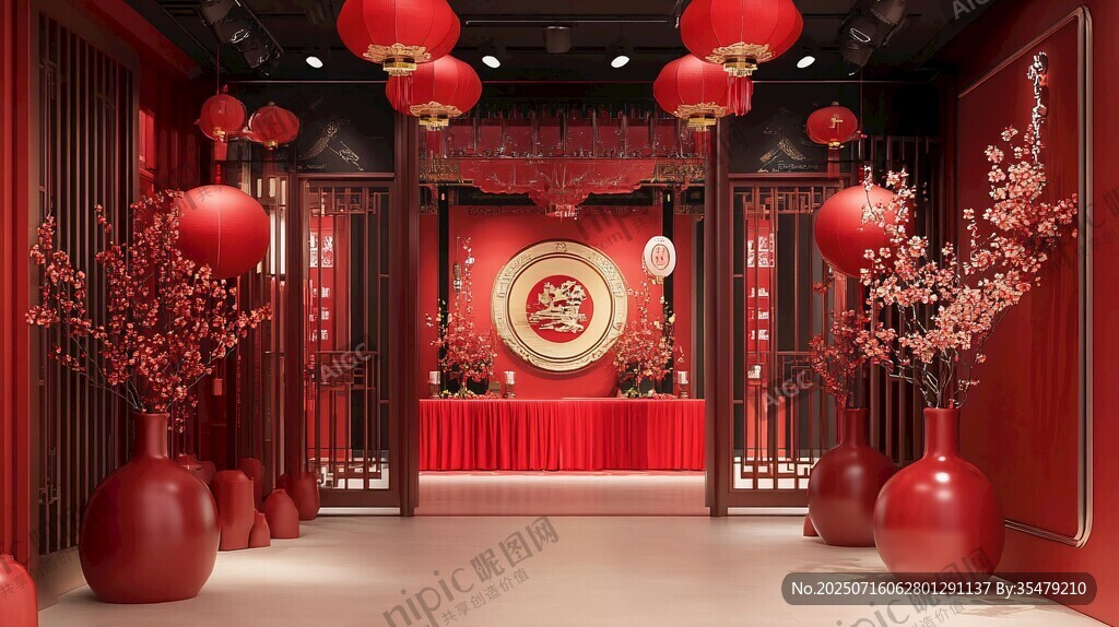 中式紅裝喜慶典雅空間