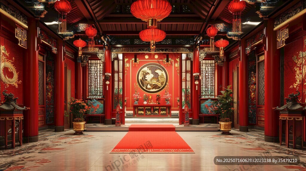 中式傳統(tǒng)喜慶廳堂場景