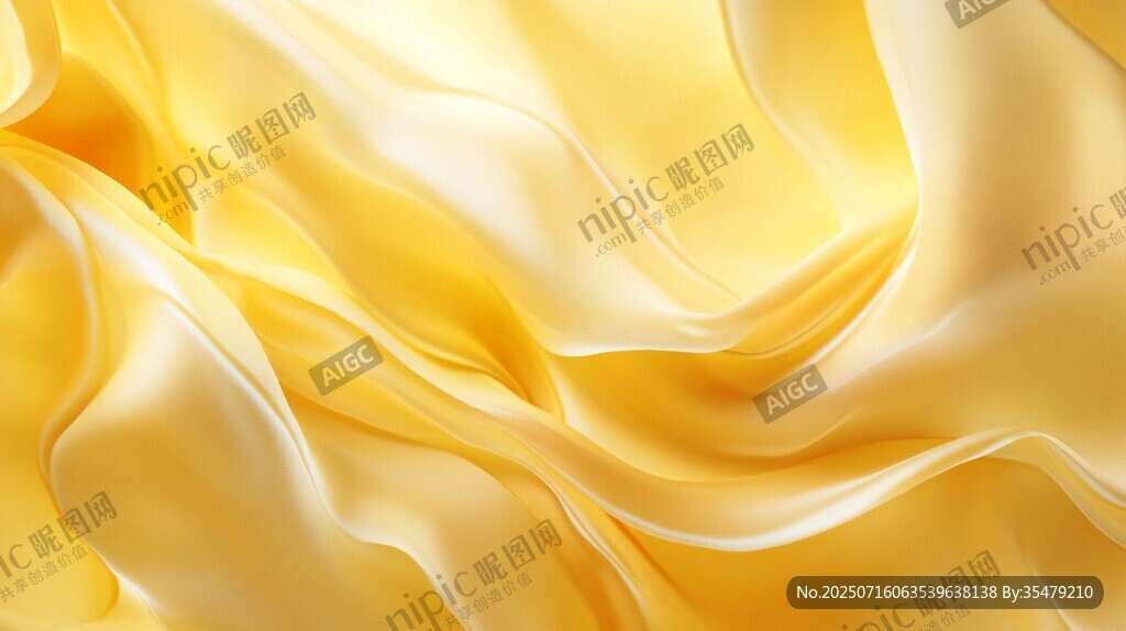 金黃絲綢的柔美褶皺紋理