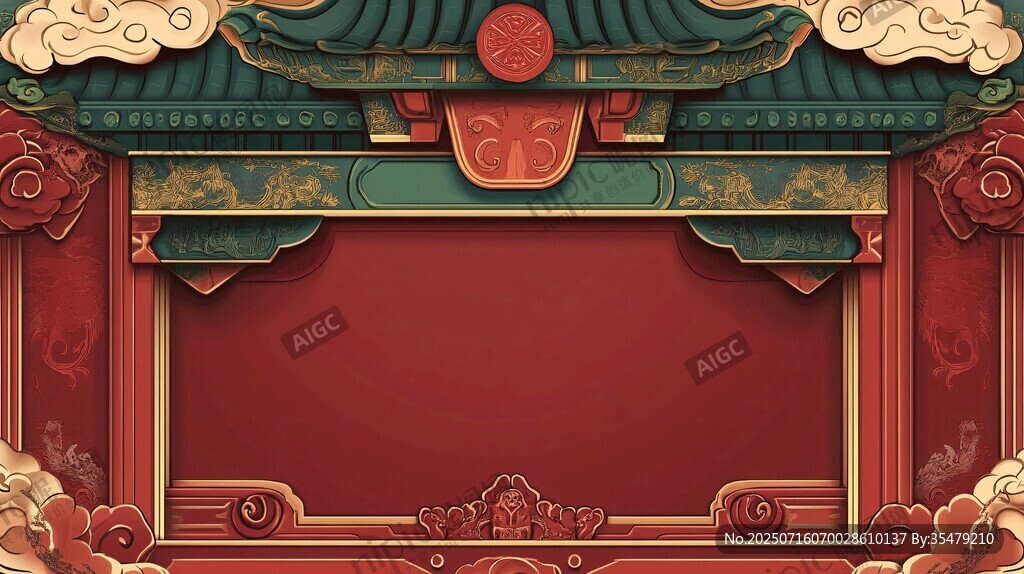 中式古典建筑邊框背景圖
