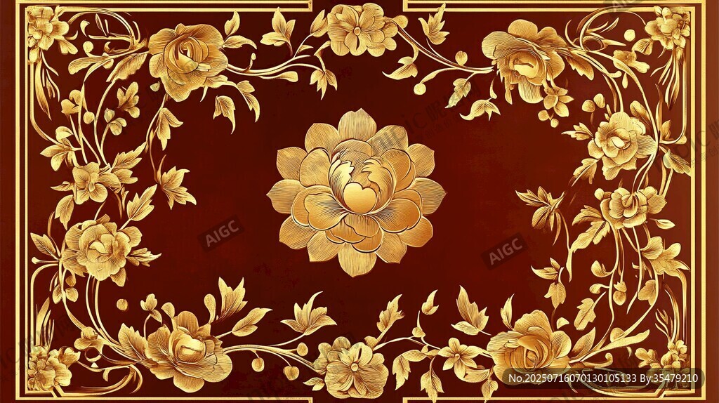 金色花卉邊框華麗圖案