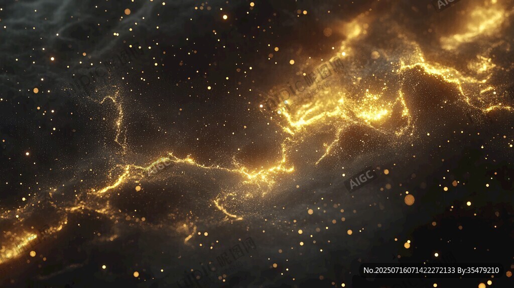 璀璨星空下的金色宇宙流光