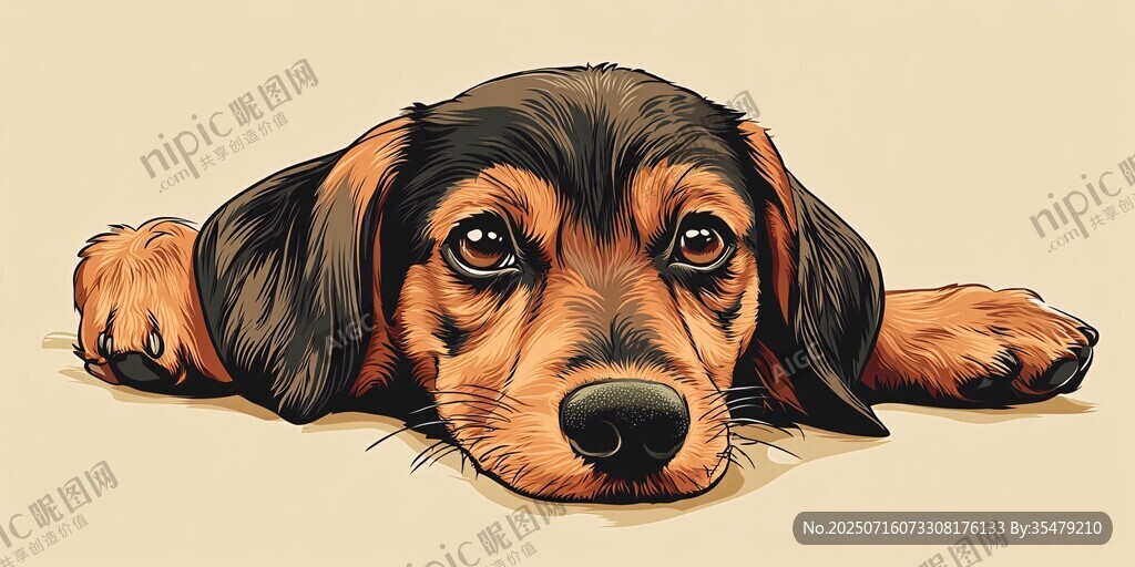 趴著的可愛臘腸犬