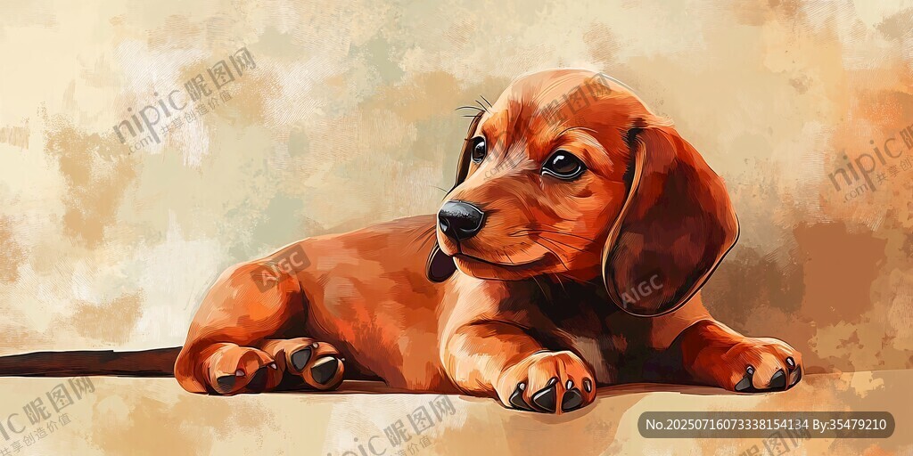 可愛(ài)臘腸犬愜意趴臥
